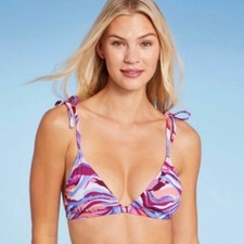 Shade  Shore Bikini Top Size Medium Pink Multicolor Animal Print NWT