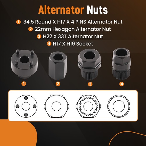 Alternator Pulley Decoupler 13-Piece Socket Set – Pulley Removal Tool Kit Newest - Picture 9 of 18