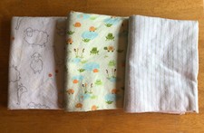 Lot of 3 Carter  s Baby Swaddle Receiving Blankets Frog Turtle Sheep Duck Stripe