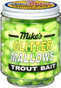 Atlas Mike's Glitter Glo Mallows Fishing Bait 1.5 Oz Cheese Chartreuse