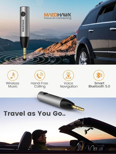 Bluetooth 5.0 Receiver Maed Hawk Aux Adapter Portable Wireless Audio Car Accesso - 第 2/6 張圖片
