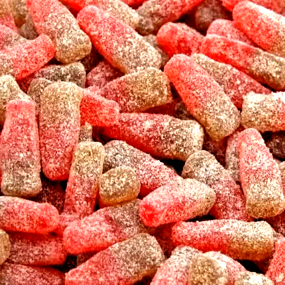 1kg Fizzy Sour Cherry Cola Bottles Halal Aladdin Sweets Retro Jellies Pick n Mix