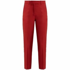 RACIL Red Wool, Side Stripe, Straight Leg, Cropped Tailored Trousers UK8 EU36