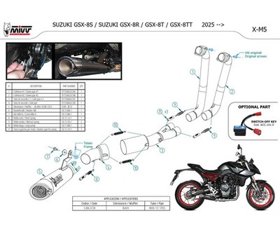 MIVV X-M5 Black Stainless Steel Full Exhaust System for SUZUKI GSX