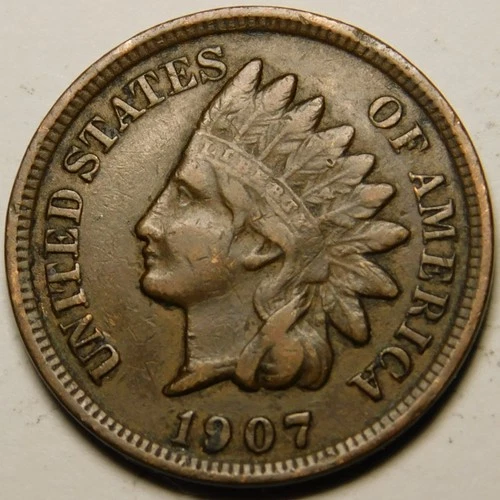 1907 Indian Head Cent VF - EF  "Not Cleaned -Actual Coin Pictured"