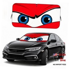 Funny Eyes Car Windshield Sun Shade, 59 x 27.5 Foldable Small Red Angry Eyes