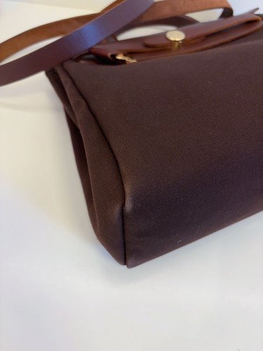 Hermes Herbag 31 Brown Leather Canvas Gold Hardware Pre-Owned - Picture 7 of 23