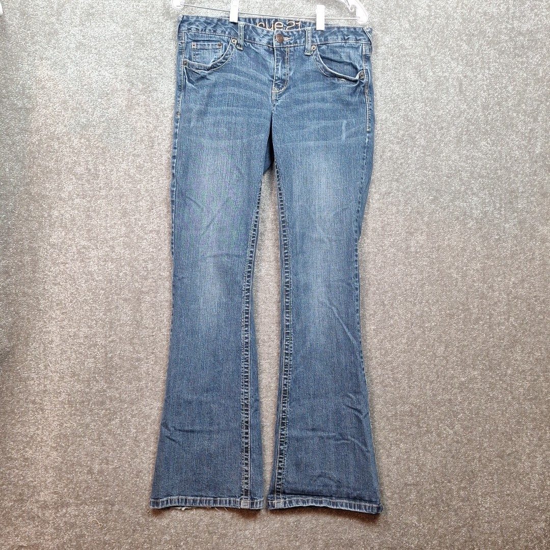 Womens Size 11/12 Long (33x34) Blue Denim Flare Distressed