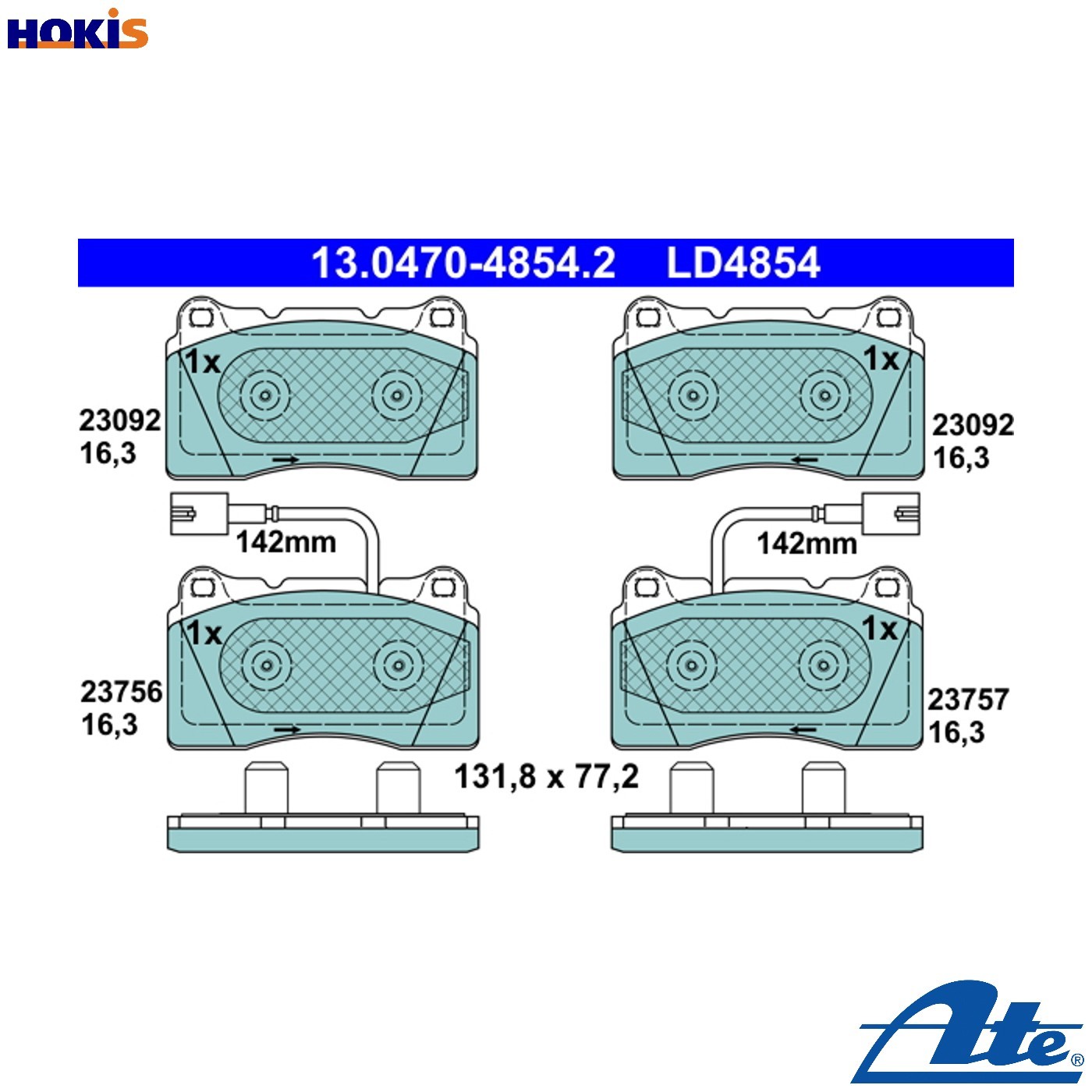 BRAKE PAD SET DISC BRAKE 13.0470-4854.2 FOR ALFA ROMEO GIULIETTA/Hatchback/Van