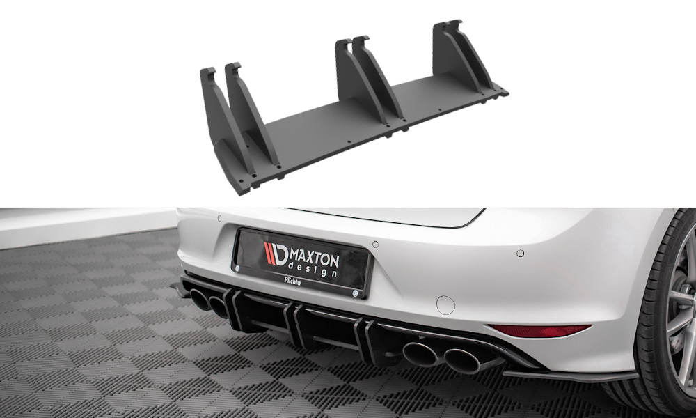Diffuseur arriere Maxton rouge Street Pro pour ameliorer le style aerodynamique de la Golf R Mk7