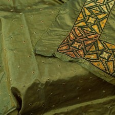 Sanskriti Vintage Long Dupatta Stole Pure Silk Green Hand Beaded Zardozi Scarves