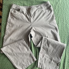 Eileen Fisher Pants Trousers Womens 1X Stretch Organic Cotton Hemp Khaki EUC