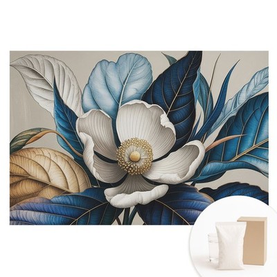 Non-Woven XXL Wallpaper 3D Effect Bedroom Flowers And Leaves In A Modern Style