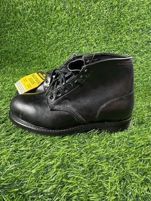 Vintage 80s BF Goodrich Black Leather Steel Toe Boots Sz 7.5