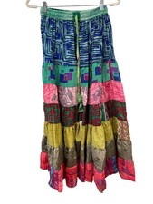 Patchwork Palazzo Pants One Size Tiered Floral Geometric Wide Leg Boho Hippie