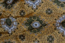 Vintage Sammy Cravat Ascot Tie Gold Yellow Green Ornate Medallion Mosaic Mod