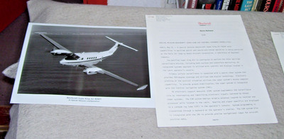 BEECHCRAFT SUPER KING AIR B200T SPECIAL MISSION PRESS PHOTO + RELEASE May 1985