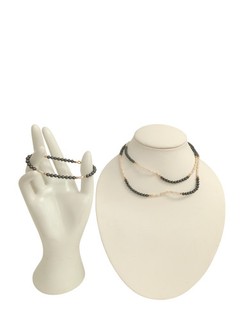 14ct Yellow Gold Clasp Hematite Bead Necklace and Bracelet Set 24.15g