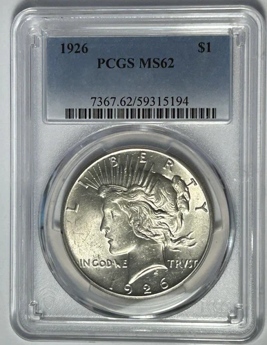 1926 PEACE DOLLAR PCGS MS 62
