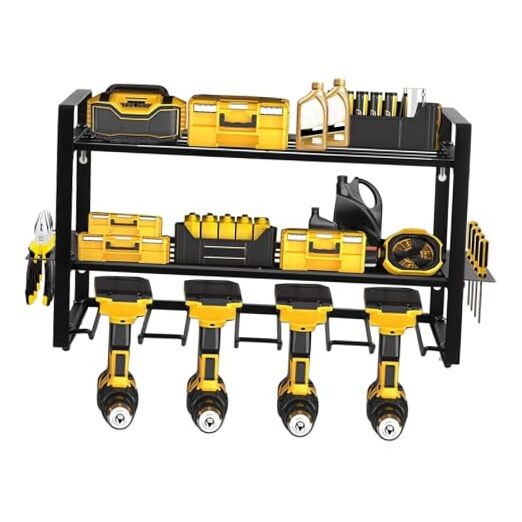 Heavy Duty 3-Tier Wall Mount Power Tool Organizer for Cordless Tools