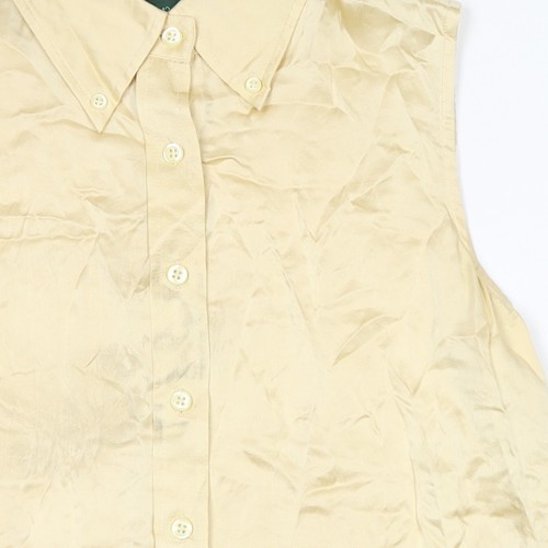 Ralph Lauren Women Beige Silk Sleeveless Button-Up Shirt - Picture 8 of 12