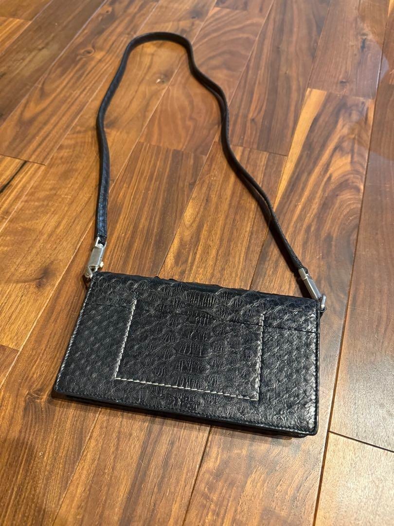 Rick Owens Black Python Leather Shoulder Wallet b… - image 3