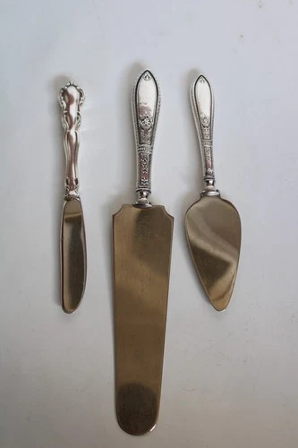 Vtg Webster Sterling Silver Cake / Pie Server & Wallace Sterling Handle Knife