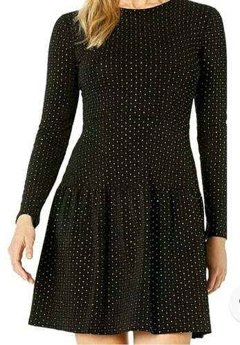 Abito Michael Kors MH98YEUABF nero oro glitter pois lucido balza elasticizzato XL