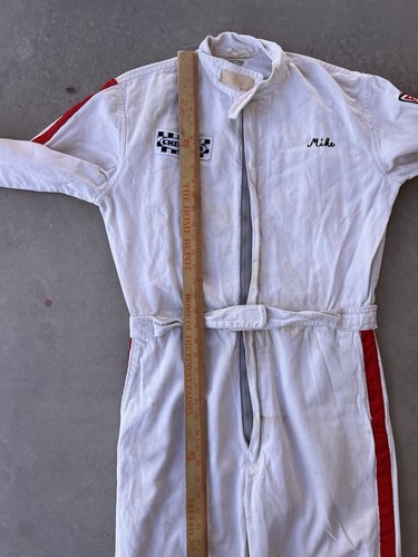 Vintage Racing Suit Size Medium White Fillers Race Worn Checkers Mike 80s - Picture 19 of 21