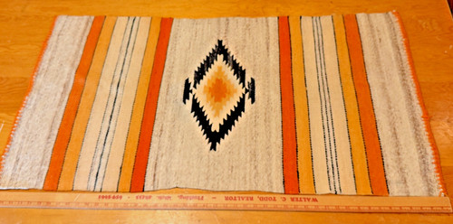 Vintage Southwestern Aztec Sun Pattern Nice Color Rug 46 x25"--2322.25