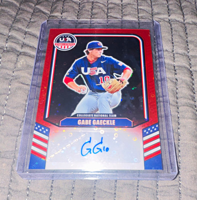 Panini 2026 Stars & Stripes Prizm Gabe Gaeckle CNT-GG Auto Red Disco /25
