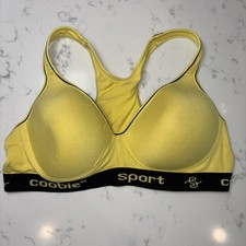 Coobie Women's Yellow Black Racerback Padded Comfort Sport Bra Sz 36B