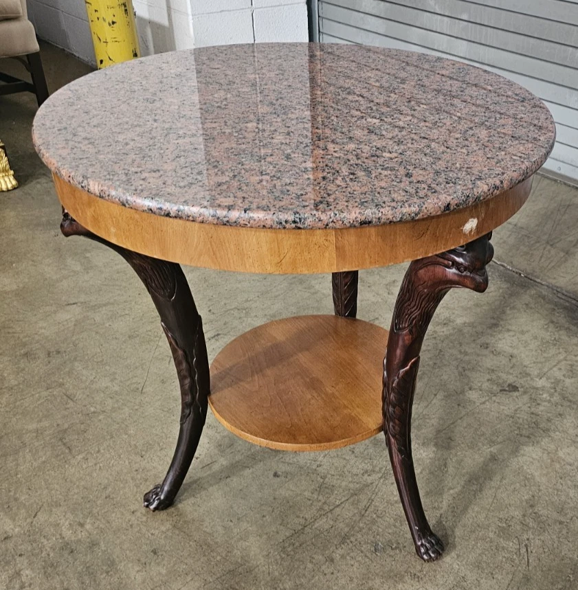 Mesa consola estilo regencia Hollywood caoba con tapa de mármol Baker Furniture Foto 4 de 4