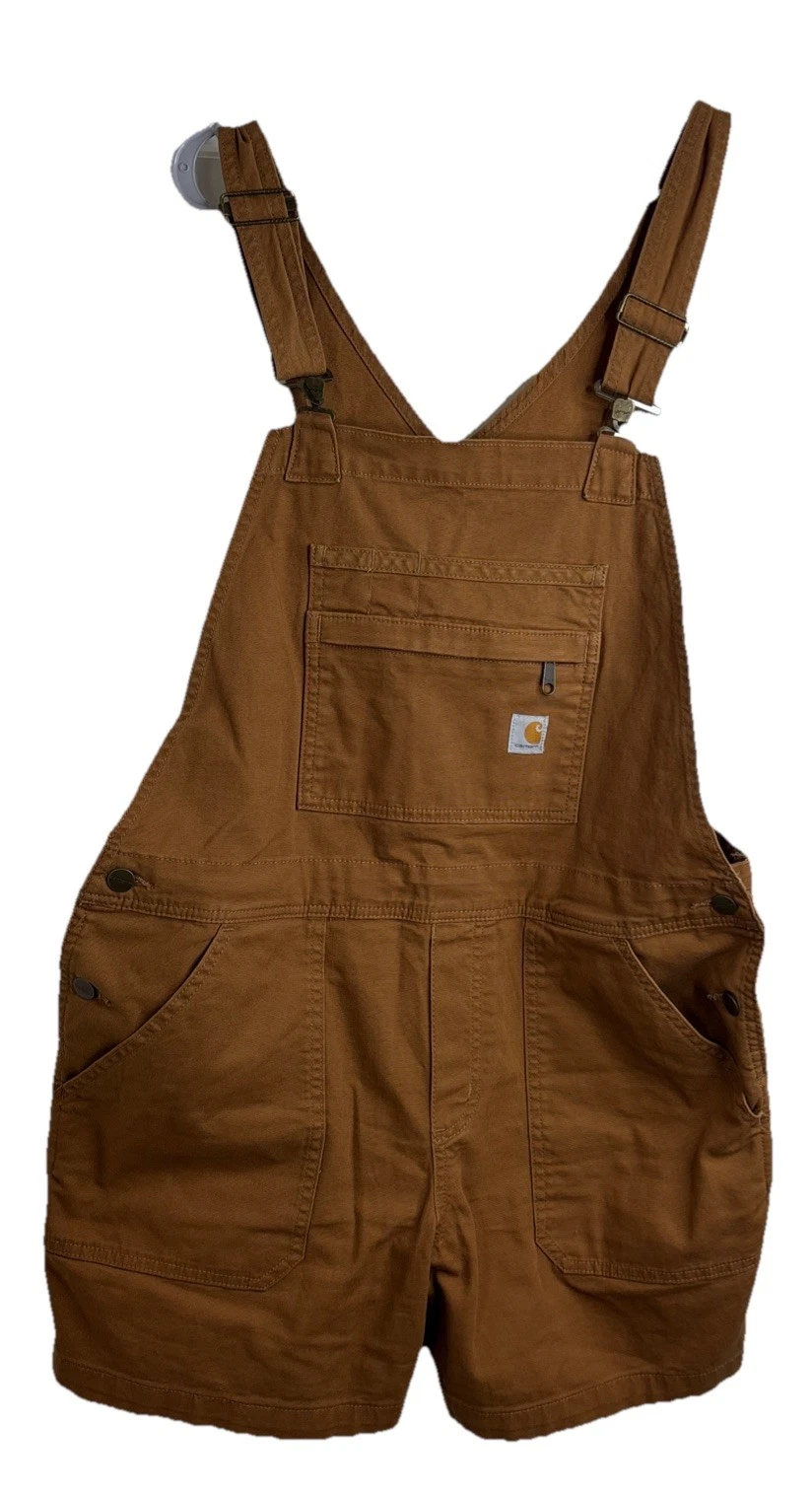 Carhartt Short Overalls, Relaxed Fit Women’s Size L 12/14, Classic Brown
