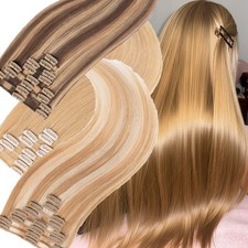 CLEARANCE 100 Human Hair Extension Clip In Real Remy Hair Extension Full Head W