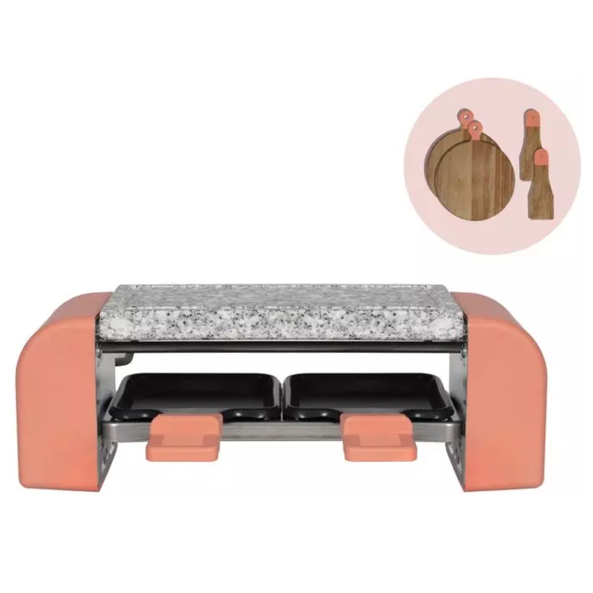 Appareil à raclette Livoo 2 personnes 450w compact avec 2 poêlons antiadhésifs