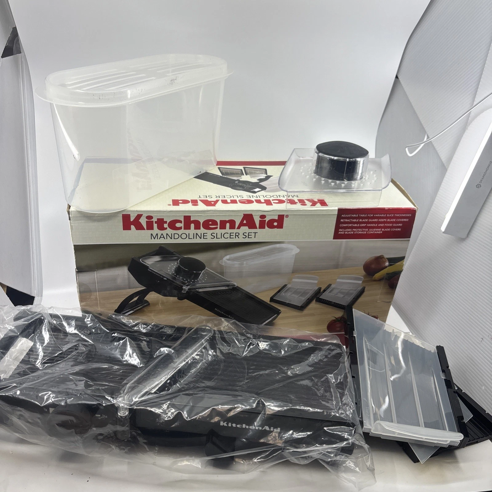 KitchenAid Black 4pc Mandoline Slicer Adjustable Julienne Veggie Fruit Non-Slip