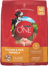 Purina ONE Natural High Protein Real Chicken  Rice Adult Dry Dog Food, 40 lb