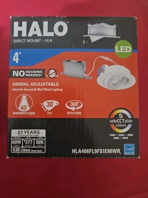 (6) Halo 4'' Canless Gimbal Adjustable 5 Selectable Colors HLA406FL9FS1EMWR