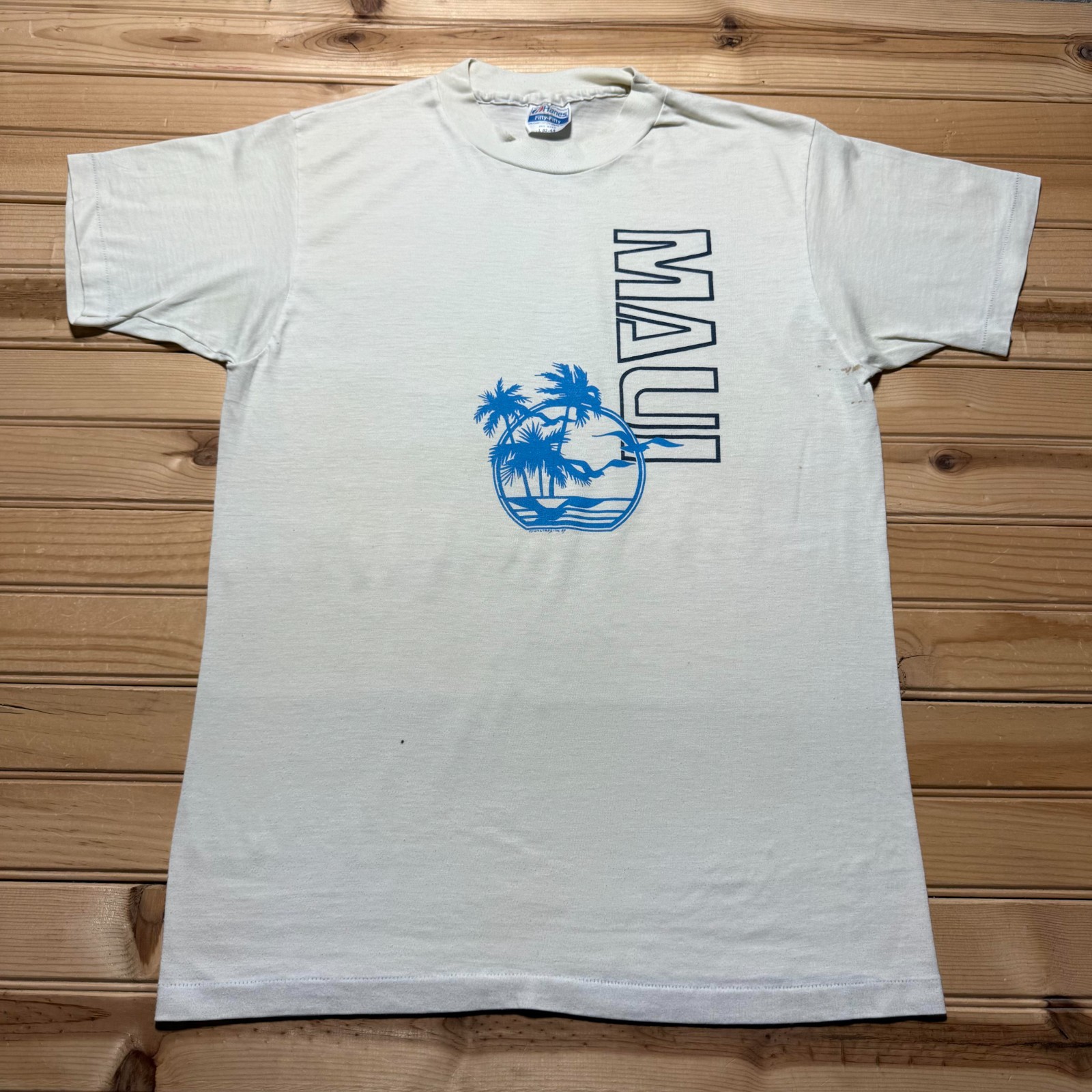Vintage 1987 Maui Island Hawaii Beach Surf Tropical Souvenir T-Shirt USA - Large