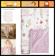 Floral Baby Blanket for Girls - Soft Minky Newborn Throw, Double Layer Dotted, 3