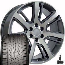 22 Inch Gunmetal 4738 Rims Goodyear Tires Set Fits Escalade Tahoe Suburban