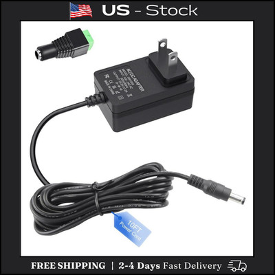 5V 2A Power Supply 5Volt 2Amp AC Adapter 100-240V DC 5V Power Cord 10FT with DC