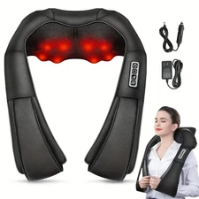 Portable Massage Pillow Neck and Back Massager with Heat,Deep Tissue 3D Kneading