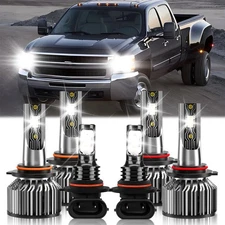 LED Headlight Kit High Low Beam Bulb Fog Light For Chevry Silverado 3500 2003-06