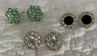 Vintage Rhinestone Pierced Earrings Lot of Three Pairs — photo 1