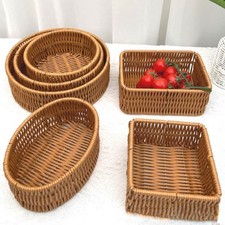 Hardness Rattan Wicker Woven Serving Baskets Khaki Rattan Basket