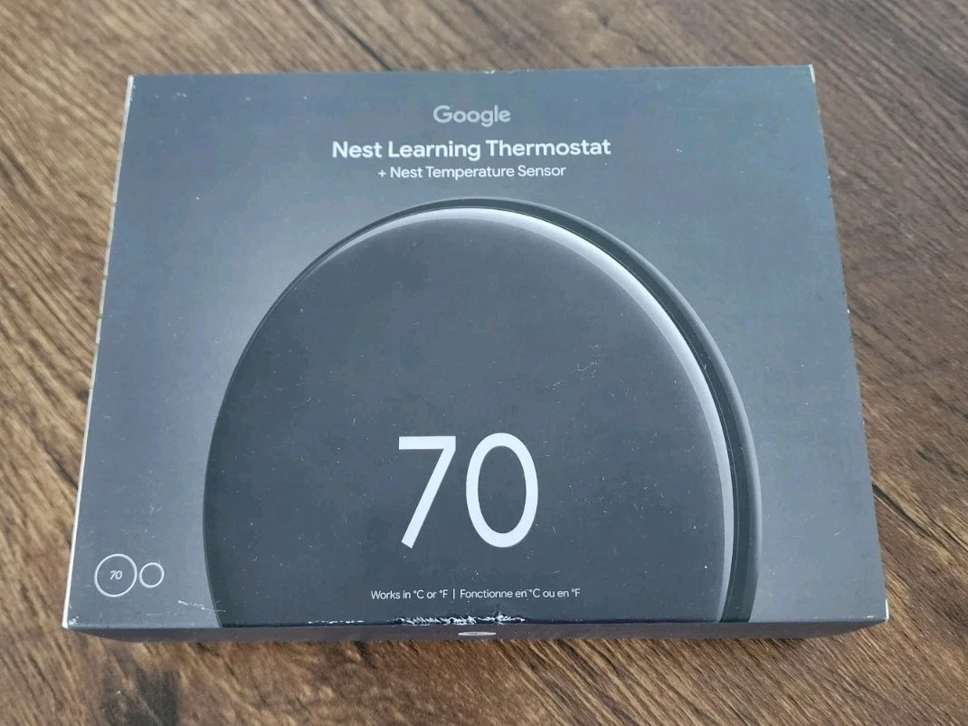 Google Nest Thermostat - Smart Thermostat + Nest Temp Sensor - Polished Obsidian