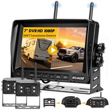 RV Backup Camera Wireless Recording Dual Cameras, 7  1080P HD 4CH Monitor