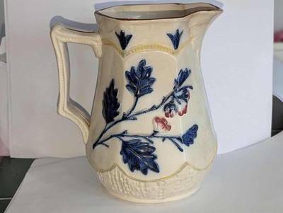 Vintage 19. Jahrhundert Sahnegeschirr Krug - blau & rot Blumenmuster